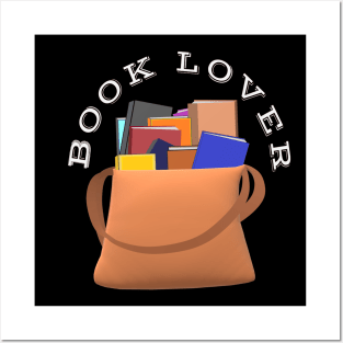 Book Lover Bag of Books (Black Background) Posters and Art